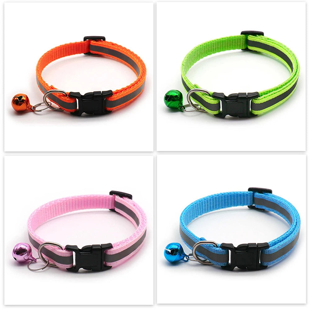 2Pcs/Pack 12 Colors Reflective Adjustable Cats And Small Dogs Collars With Bells Pet Supplies