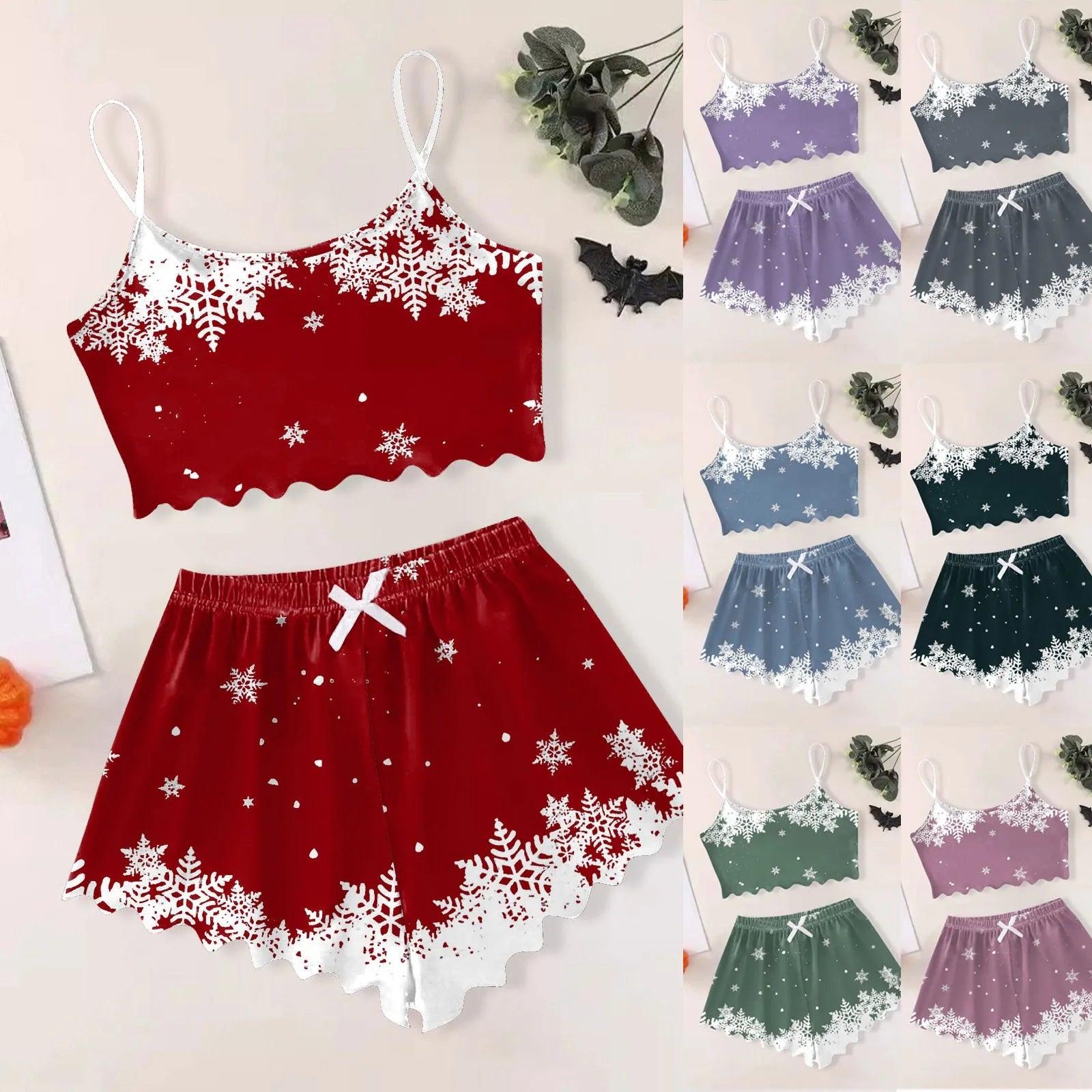 2024 New Year's Christmas Pajamas Set Elk Print Top And Shorts Sleepwear Cute Soft 2 Pcs Pajamas Xmas Look Femme Pijama Pj Sets