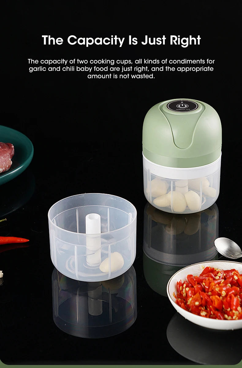 250ml Garlic Masher Crusher Electric Kitchen Food Chopper USB Portable Meat Grinder Vegetable Chopper for Kitchen Gadgets