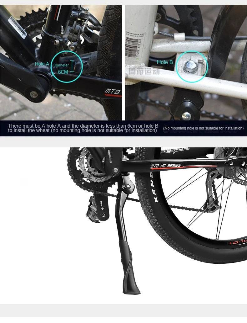 Bicycle Support Mountain Road Bike Aluminum Alloy Side Support Foot Support Double Hole Adjustable Support Cycling Equipment