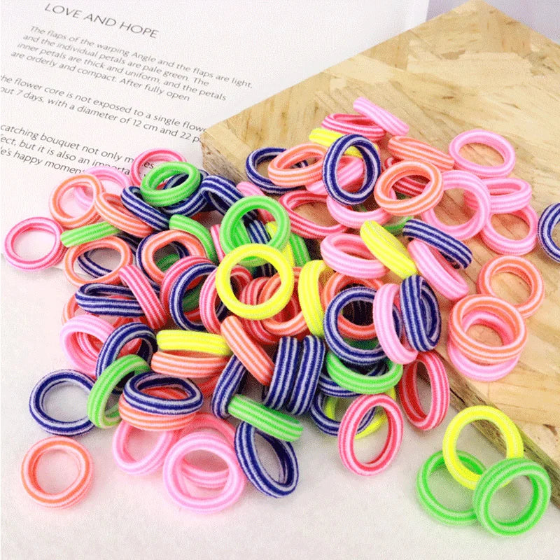 200PCS Women Girls Colorful Nylon Elastic Hair Bands Ponytail Hold Small Hair Tie Rubber Bands Scrunchie Hair Accessories