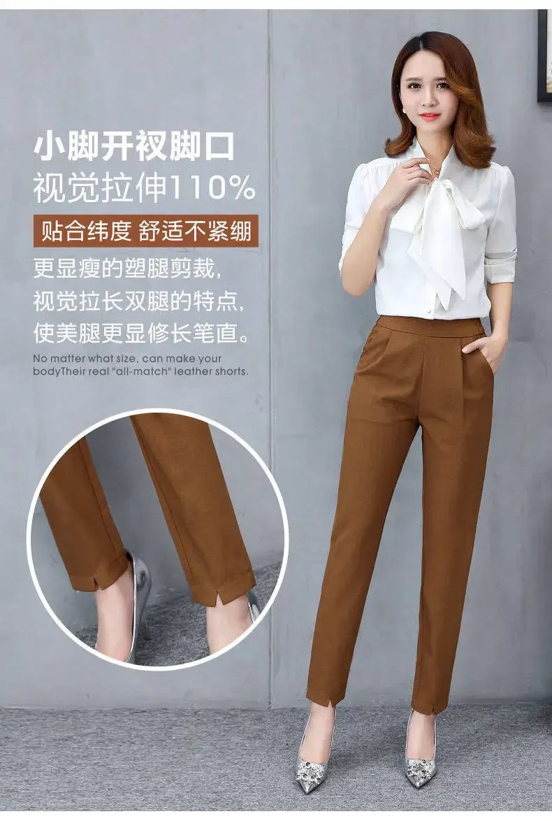 Women's High Waist Pants Spring and Summer Thin Stretch Women's Loose Trousers Casual Suit Pants Straight Office Ladies Clothes