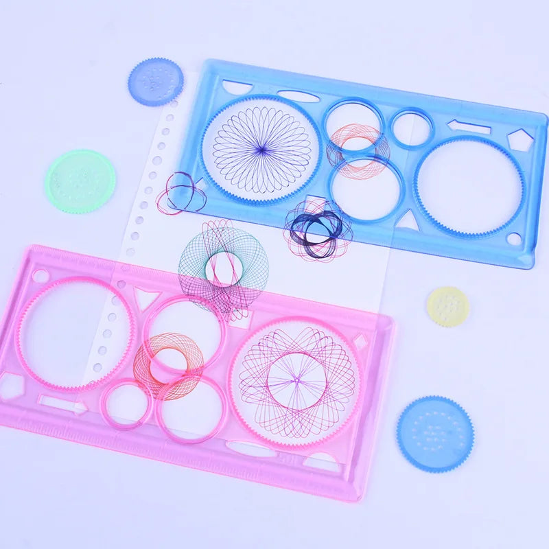 Geometry Spirograph Drawing Stencils Set Painting Template Art Crafts Creative Kids Educational Toy Variety of Flowers Ruler