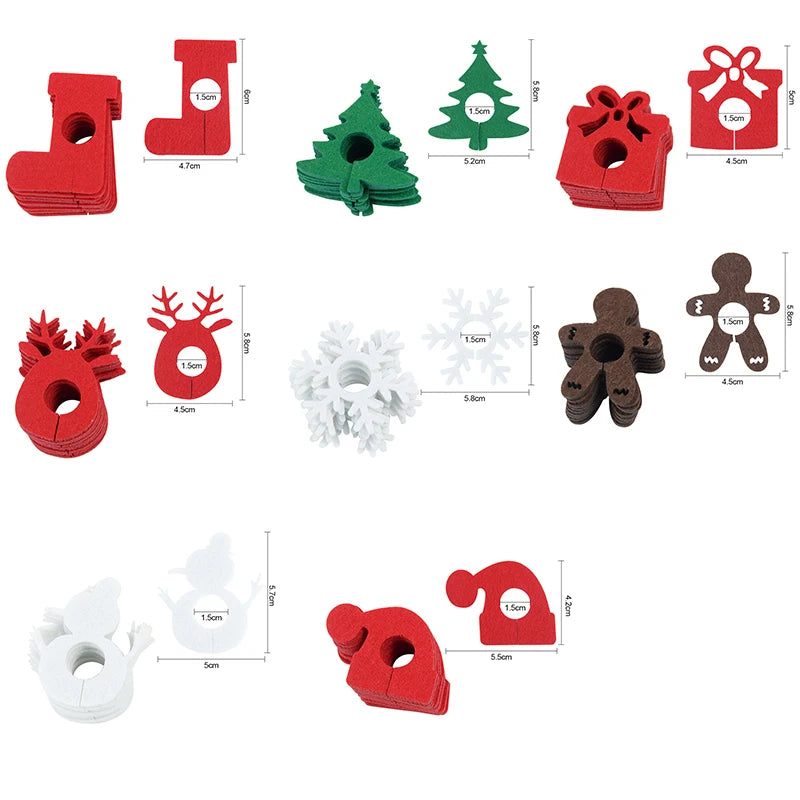 20pcs Christmas Wine Cup Glass Ring Xmas Elk Wine Cup Cards For Christmas Home Decorations Navidad Gifts New Year Party Supplies