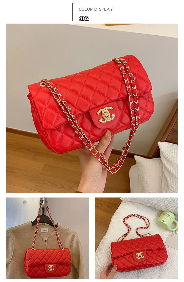 2024 New Simple Fashion Texture Diamond Grid Bag, Shoulder Cross Shoulder Chain Small Square Bag, High end Edition