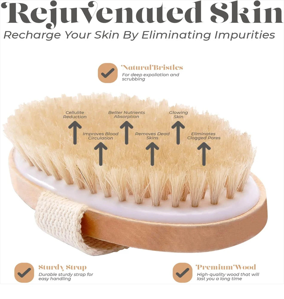 1pcs Exfoliating Wooden Body Massage Shower Brush Natural Bristle Bath Brush Soft SPA Woman Man Skin Care Wet Dry Body Brush