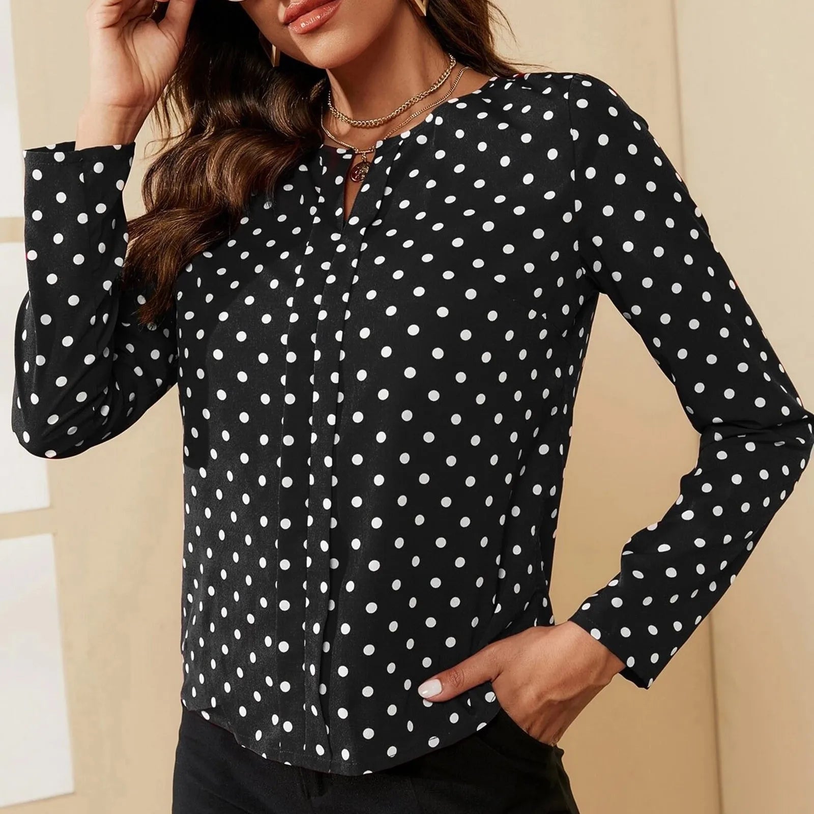 Women Shirts Dressy Casual Cotton 2023 Women Long Sleeve Unity Ditsy Floral Print Fold Pleated Detail Blouse قمصان وبلوزات