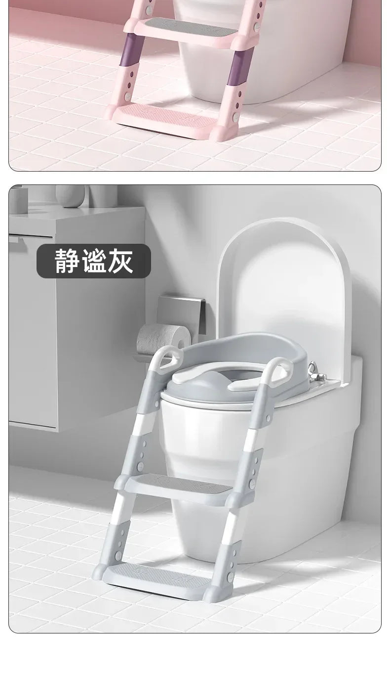 Children's Toilet Seat Stairway Baby Boys and Girls Toilet Folding Stand Step Stool Children's Step Toilet Seat Ring