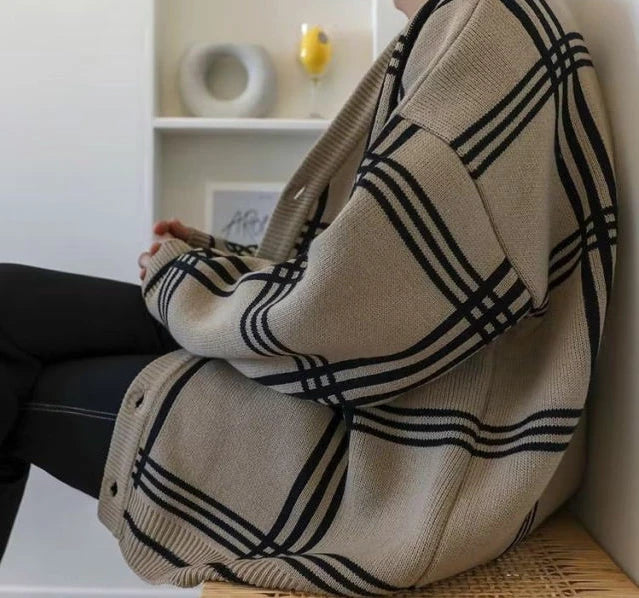 Men's Clothing Cardigan Plaid Knit Sweater Male V Neck Long No Hoodie Wool Casual Sale Best Selling Products 2024 Classic Street