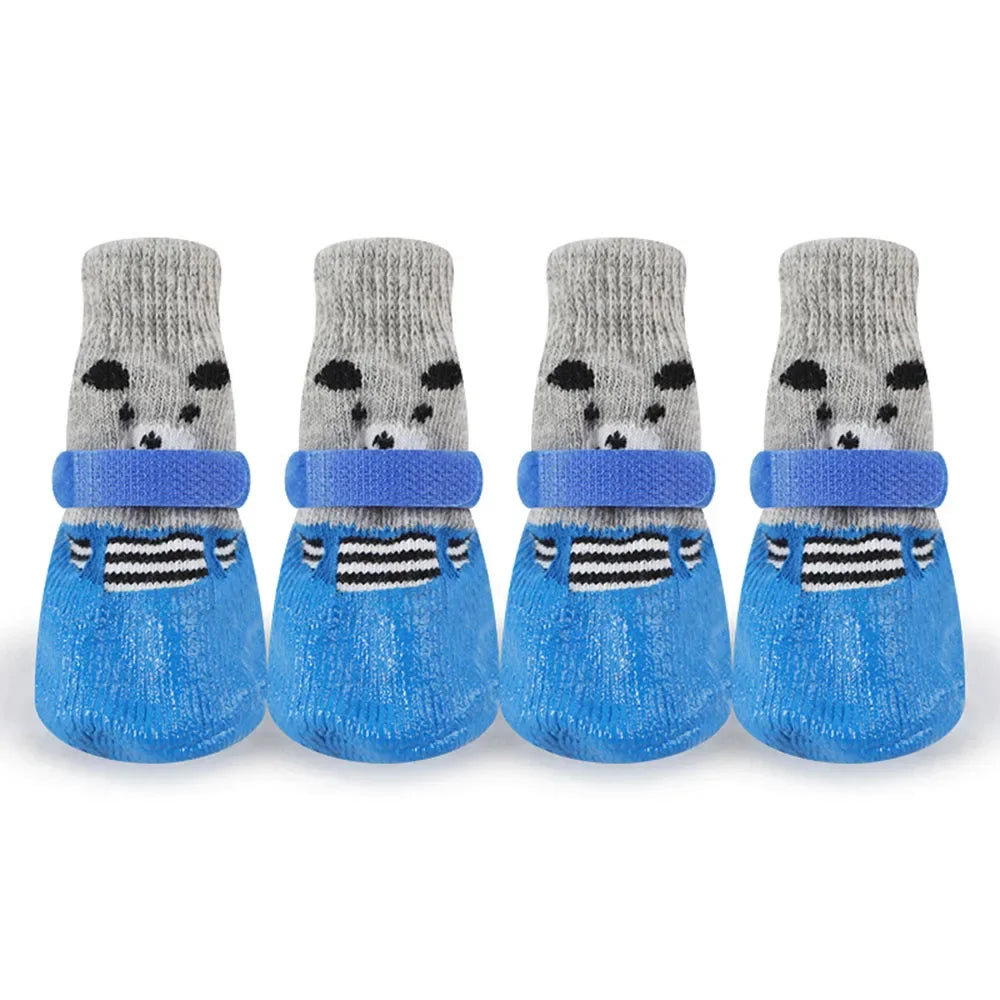 Anti-Slip Dog Socks Waterproof Shoes Socks for Dogs Socks Non-Slip Soles Adjustable Small Dog Paw Protector for Outdoor Indoor