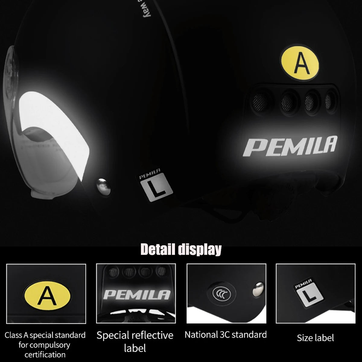 PEMILA The Four Seasons Cycling Helmet With Goggles Lens Ear Protection Bicycle Helmet MTB Reflective sticker E-Bike Bike Helmet