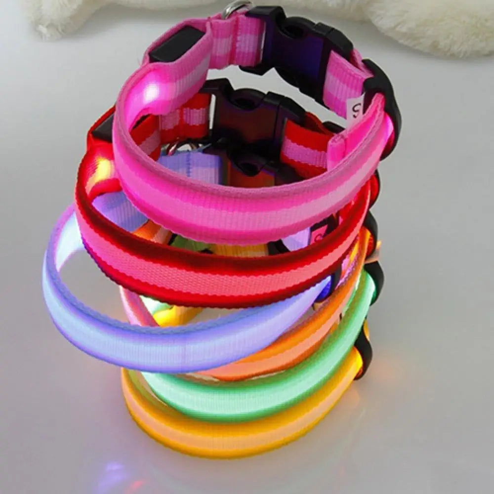 LED Dog Anti-lost Collar Pet Collar Glowing Luminous LED Night Light For Small Medium Large Dogs Collars Leads Safety Necklace