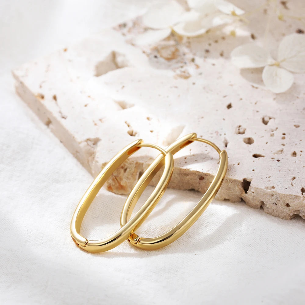 Punk Gold plated Chunky Irregular Hammered Hoop Earrings for Women Minimalist Geometric Twisted Polished Ear Ring Huggie Hoops