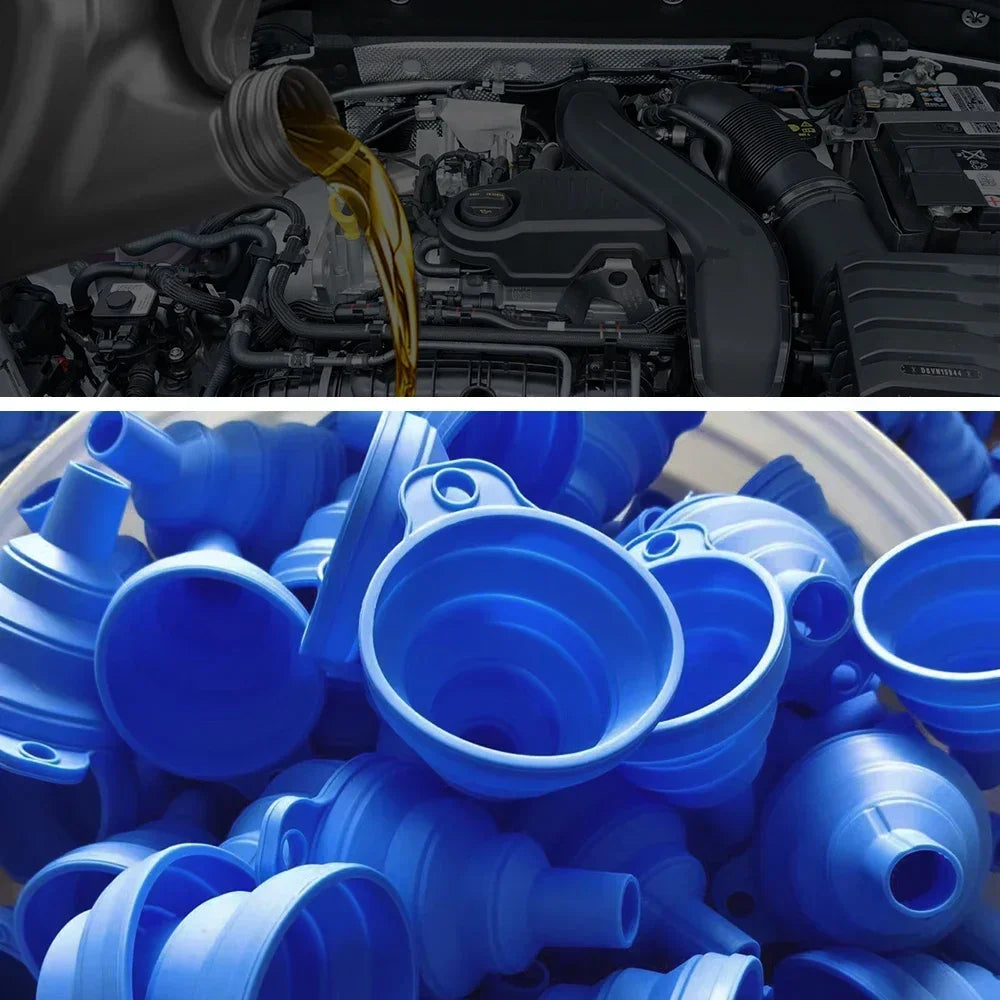 2Pcs Foldable Car Engine Funnel Silicone Liquid Funnel Washer Engine Oil Petrol Change Tools for Motorcycle Car Acesssories