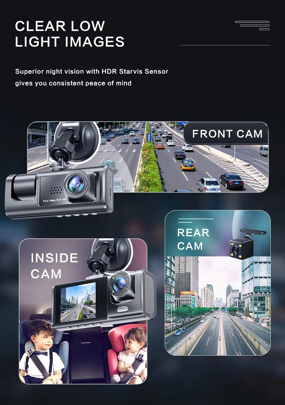 Dash Cam 1080P Car Video Recorder W/ IR Night Vision Loop Recording & 2