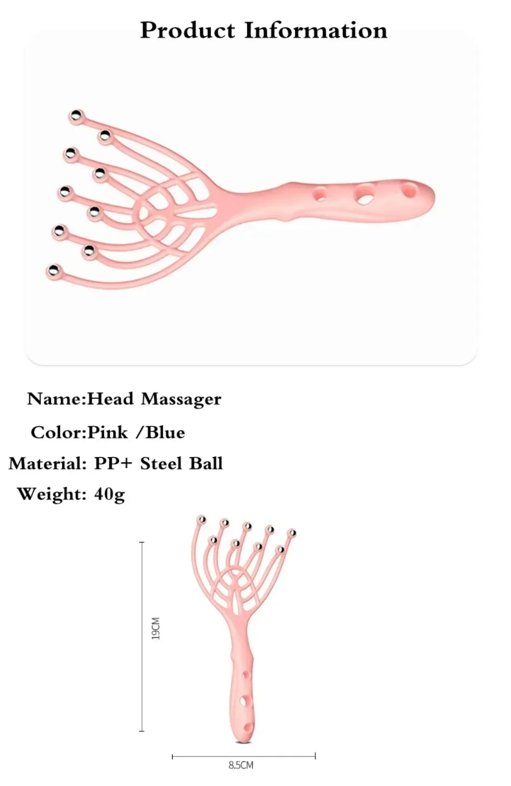 1 Pc Head Massager Scalp Neck Comb Roller Five Finger 9 Claws Steel Ball Hand Held Relax Spa Hair Care For Hair Stress Relief