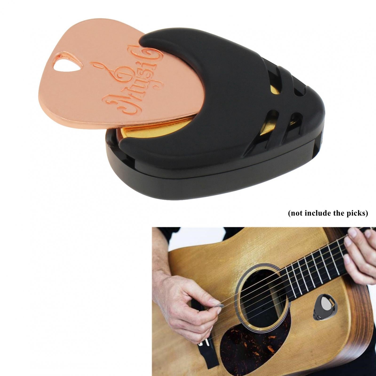 Black Plastic Stick on Guitar Pick Holder for Acoustic Ukulele / Guitar / Bass with Adhesive Back, Convenient Picks Placement