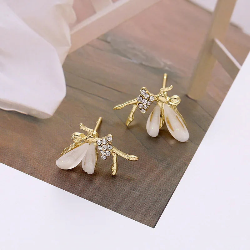 Trend Crystal Elf Flower Fairy Stud Earrings for Women Korean Exquisite Ear Jewelry Accessory Wholesale Girl Gift