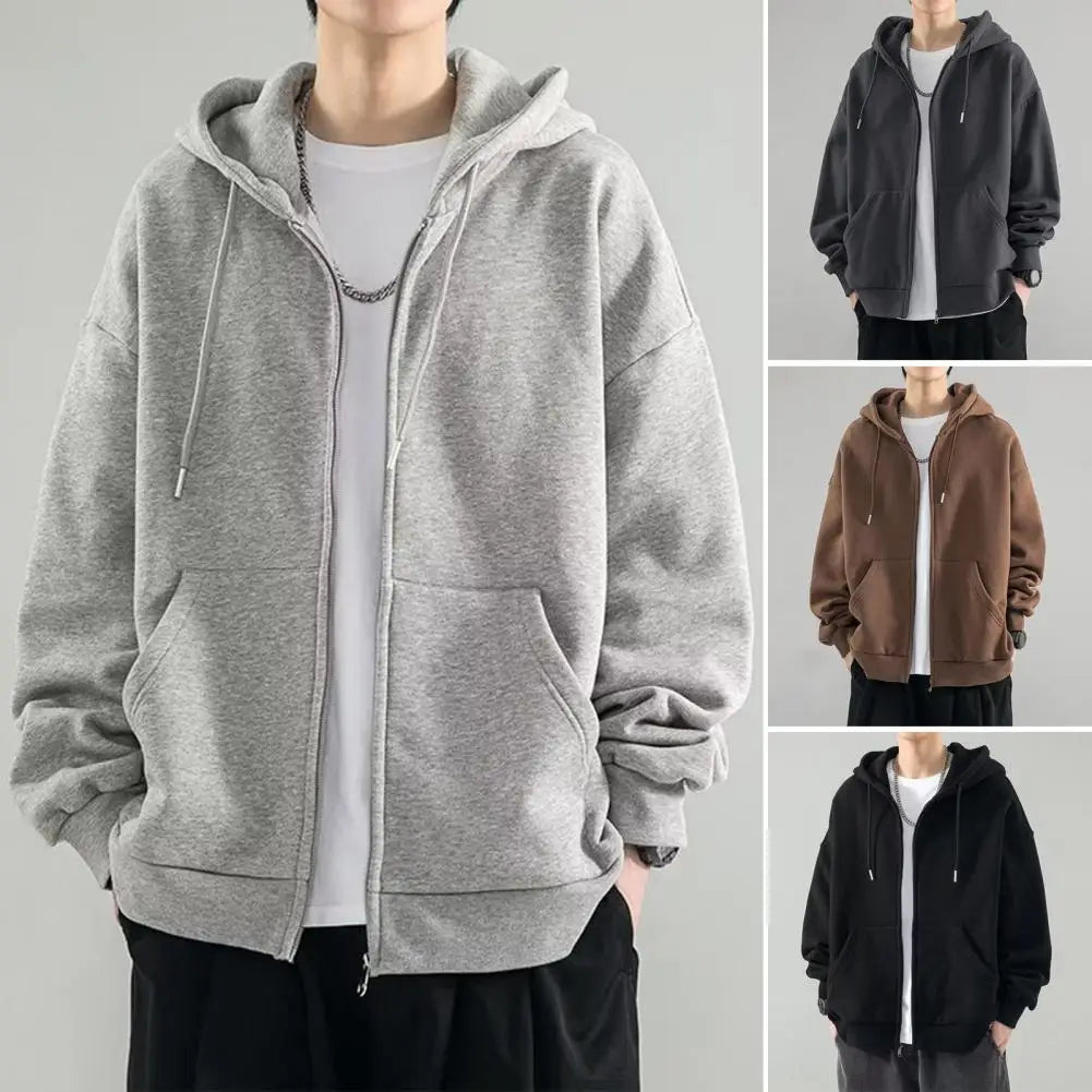 New Spring Autumn Heavy Men Women's Couple Cardigan Trendy Outdoor Sports Hooded Sweatshirt Jacket Casual Loose Thin