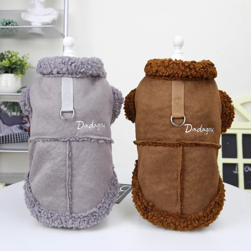 British Style Dog Jacket Winter Warm Dog Clothes Lamb Fleece Puppy Costume Chihuahua Coat for Small Dogs Pet Pug Yorkie Outfits