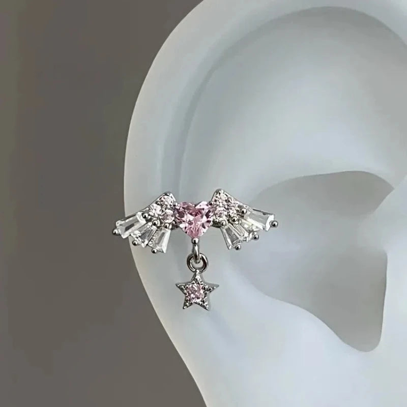 1PCS Cute Pink Zircon 316L Stainless Steel Ear Bone Nail New Fashion Y2K Punk Small Earring for Women Cochlea Jewelry Party Gift