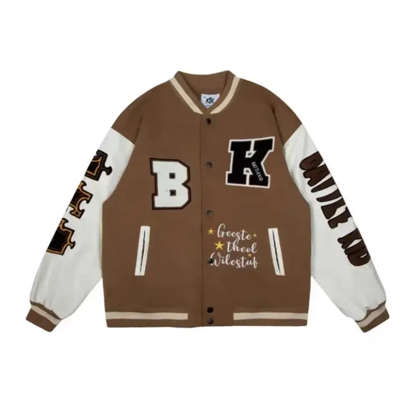 90 Street retro baseball uniform letter embroidery Y2K casual loose Joker high street coat couple Harajuku style sports