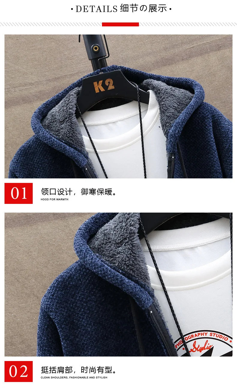 Spring Autumn Men's Sweater Coats Cardigans Hooded Slim Fit Long Solid Knitted Jacket Male Casual Sweater Cardigan Winter Coats