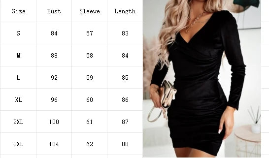 Sexy Red V-Neck Long Sleeve Dress Women's Slim Mini Dresses Elegant Party Date Autumn Dress Robe