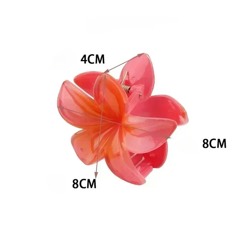 Gradient Colored Flower Hair Claws Clip Women Girls Sweet Hairpins Beach Hawaiian Style Hair Accessories Girls No-slip Hairpin