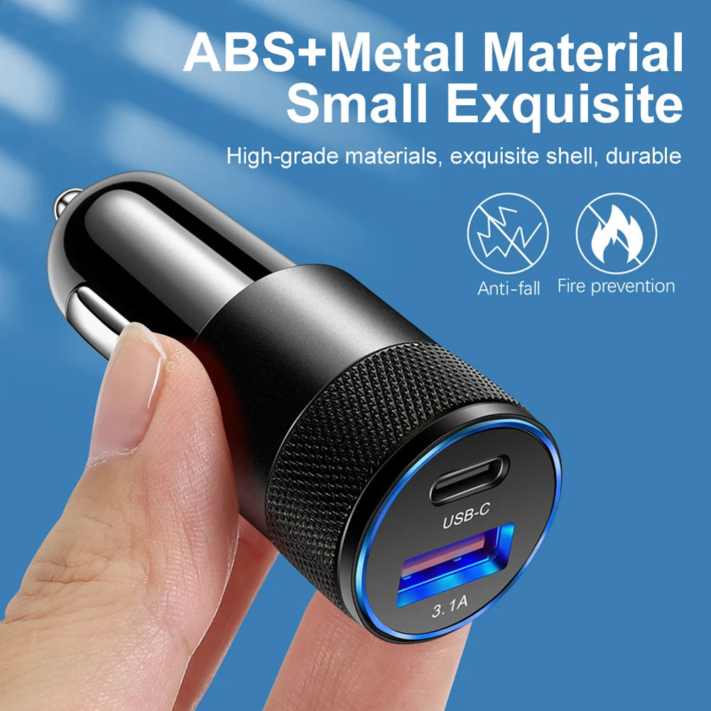 65W Quick Charge 3.0 Car Charger Cigarette Lighter Adapter USB Type C Fast Chargin Socket Power Outlet Interior Replacement Part