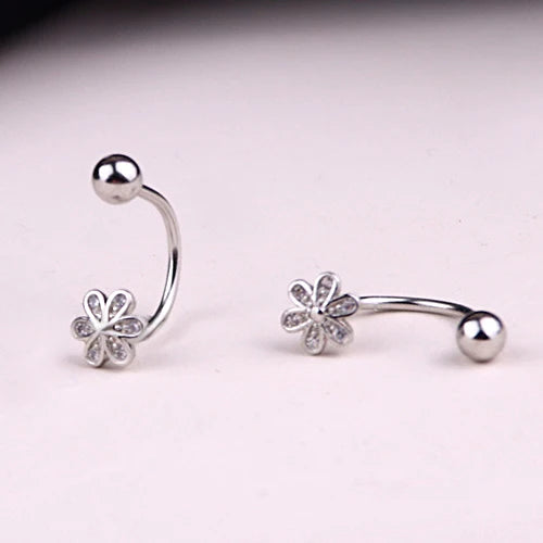 2PC Stainless Steel Bowknot Zircon Cz Hoop Tragus Cartilage Helix Stud Earring Conch Rook Daith Lobe Ear Screw Piercing Jewelry