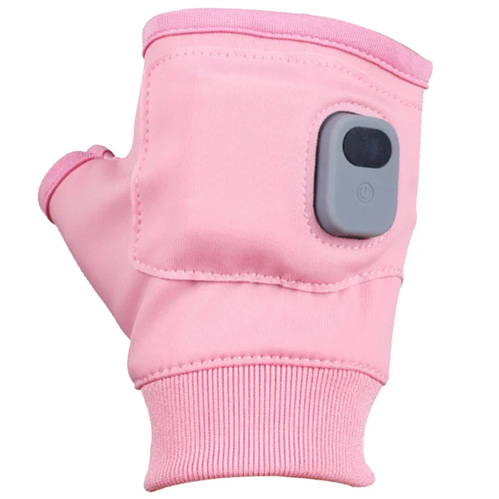 Rechargeable Heated Gloves 360 Degree Thermal Heated Gloves Winter Windproof Warm Fingerless Gloves for Outdoor Hiking Cycling