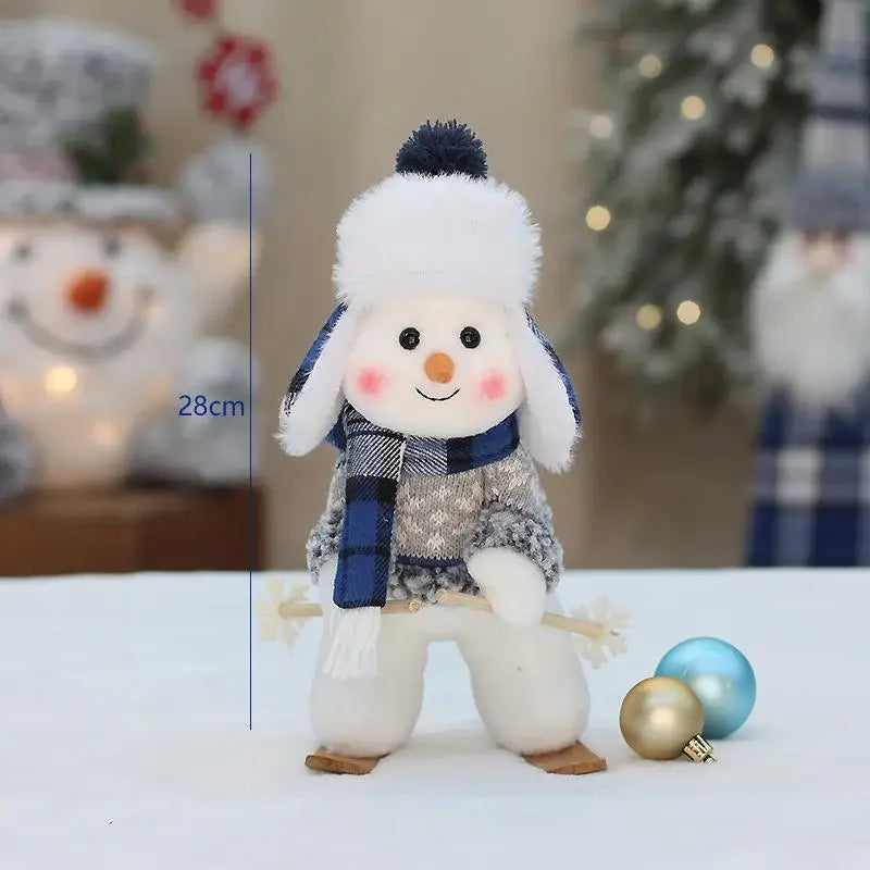 2024 New Christmas Snowman Doll Blue Cloth 20-33cm Cute Doll Christmas Gift Desktop Doll Decoration