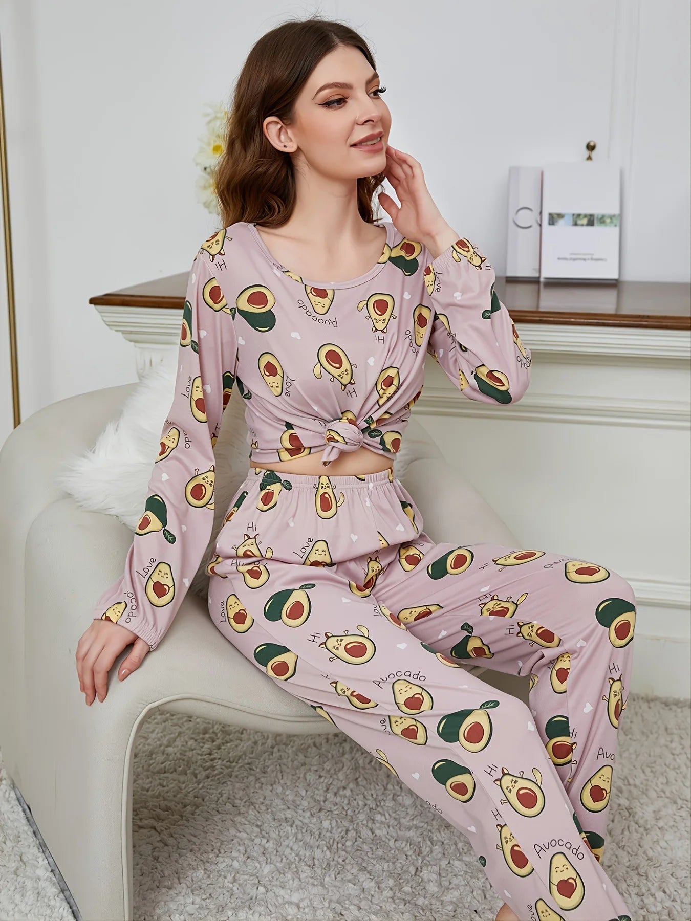 Autumn and Winter Models of Christmas Pajamas Homewear Set of Women's Milk Silk Printing Fabric Long-Sleeved Long Pants Suit