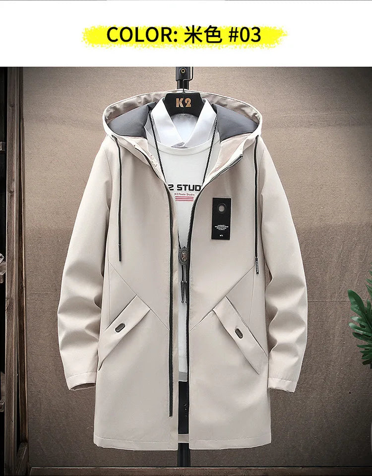 2024 Spring and Autumn New Classic Fashion In The Long Coat Men Casual Loose Comfortable High Quality Trench Coat