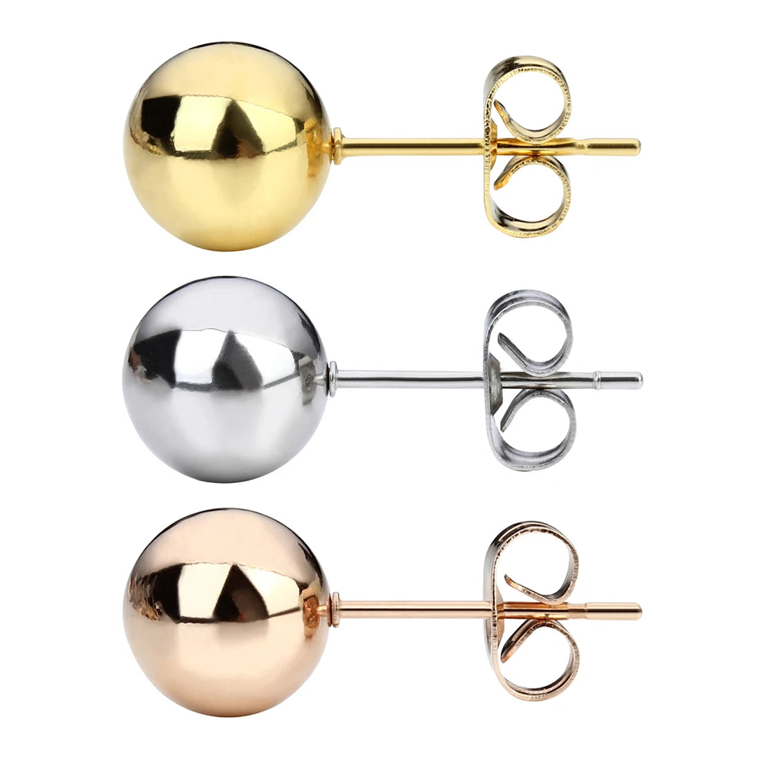 5pair/lot Stainless Steel Ball Studs Earrings Fastnes Ear Post For Women Men 3-8mm Ball Dia Earring Pin Jewelry Wholesale