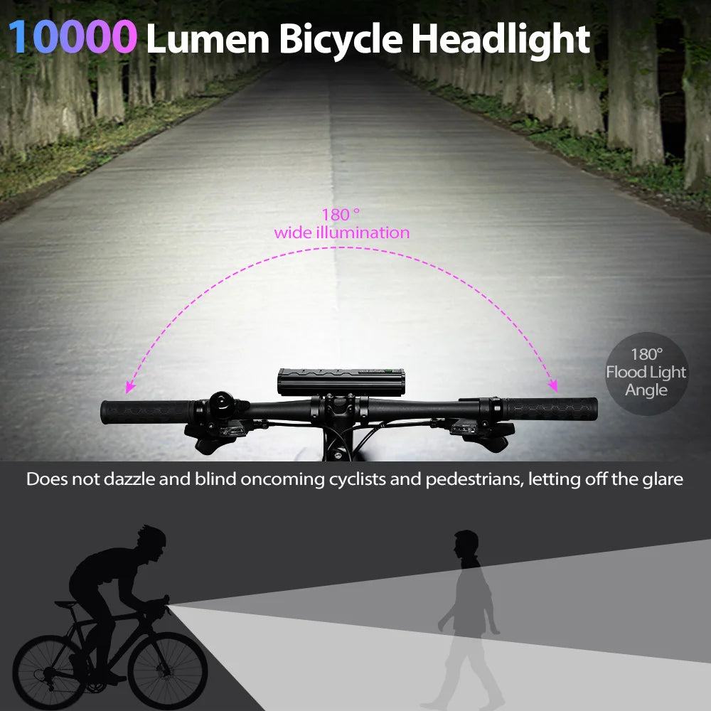 NEWBOLER Bicycle Light Front 10000Lumen Bike Light 10000mAh Waterproof Flashlight USB Charging MTB Road Cycling Lamp Accessories