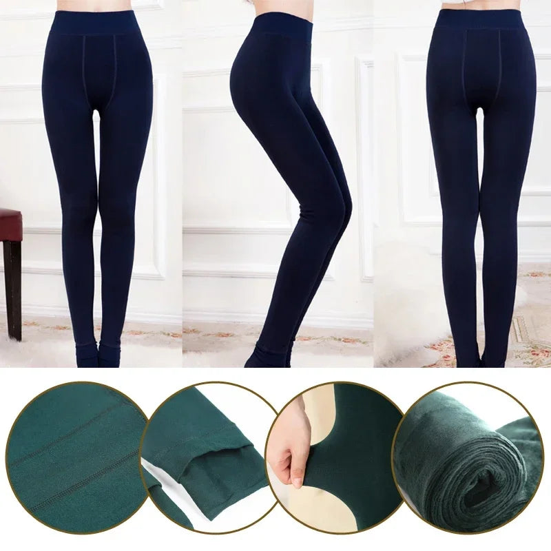 Women Winter Leggings Girls Warm High Waist Solid Color Velvet Stocking Thickened Soft Comfortable Pantyhose Fashion Accessories