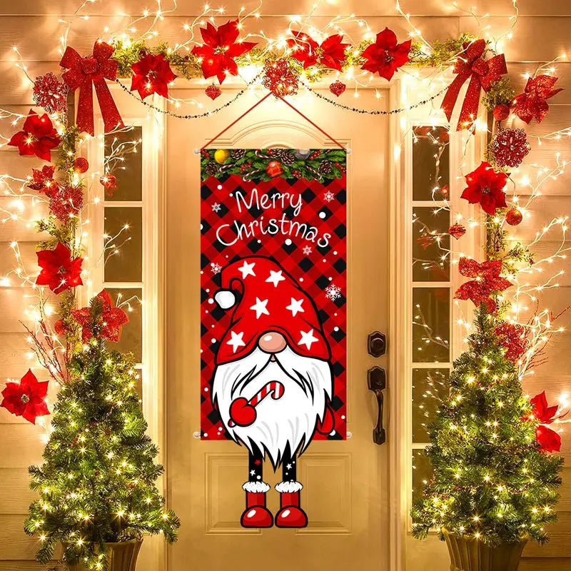 2024 Christmas Hanging Flag Banner Christmas Decorations For Home Door Christmas Ornaments Xmas Navidad Noel Gifts New Year 2025