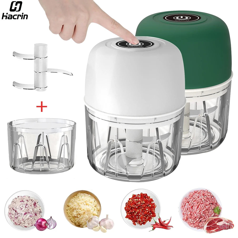 Electric Garlic Chopper Mini Portable Electric Vegetable Garlic Onion Chopper Multifunctional Wireless Electric Food Chopper