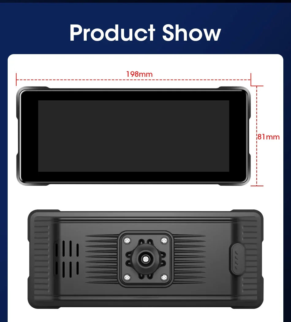 Srnubi 6.86 inch Motorcycle DVR Wireless Carplay Android Auto IP67 Waterproof GPS navigator Dash Cam Moto Dual Bluetooth Camera