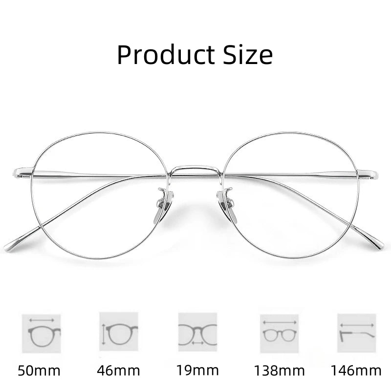 FIRADA Vintage Comfortable Eyeglasses Fashion Round Pure Titanium Eyewear Luxury Prescription Glasses Frame For Men Women ST1644