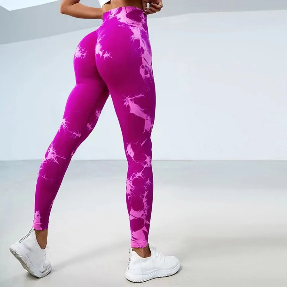 New Seamless Tie-dye Tight Sports Running High Waist Hip Lifting Peach Butt Yoga Pants for Women Women's Sets Clothing Lulu Pant