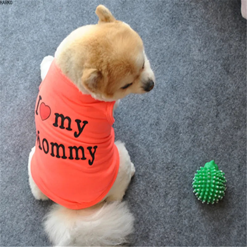 Cute Printed Summer Pets tshirt Puppy Dog Clothes Pet Cat Vest Cotton T Shirt Pug Apparel Costumes Dog Clothes for Small Dogs