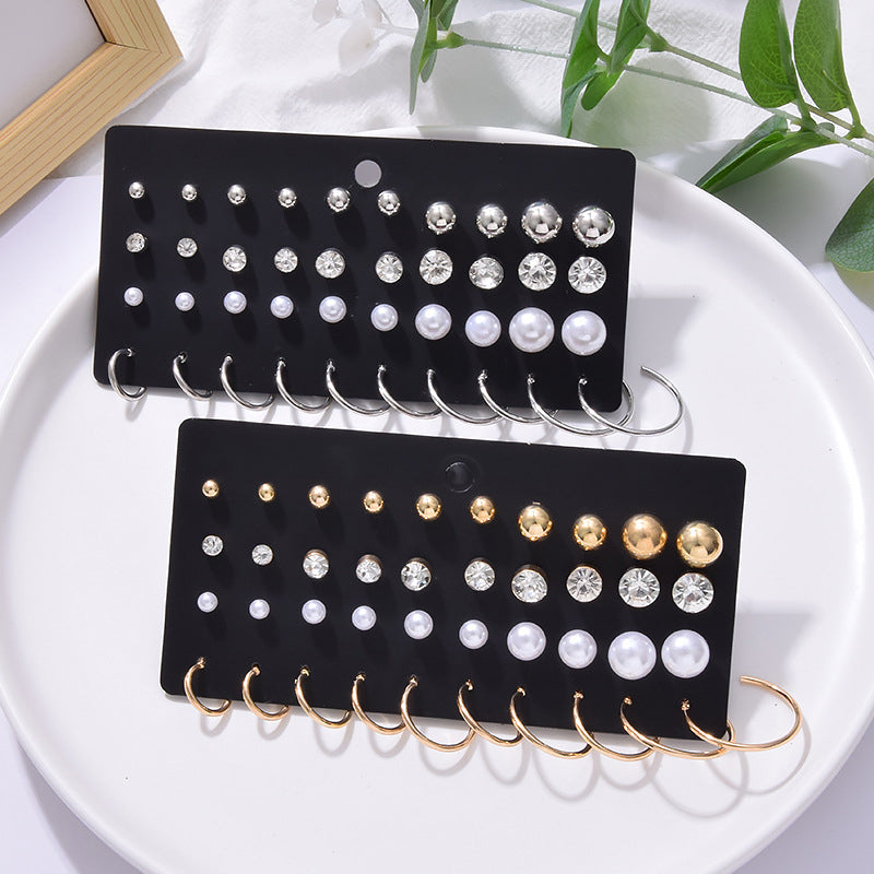 20 Pairs Women's Earrings Set Pearl Earrings For Women Bohemian Fashion Jewelry Geometric Crystal Stud Earrings