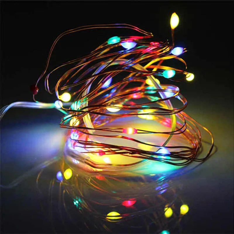 1M 2M Copper Wire LED String lights Holiday lighting Fairy Garland For Christmas Tree Wedding Party Decoration