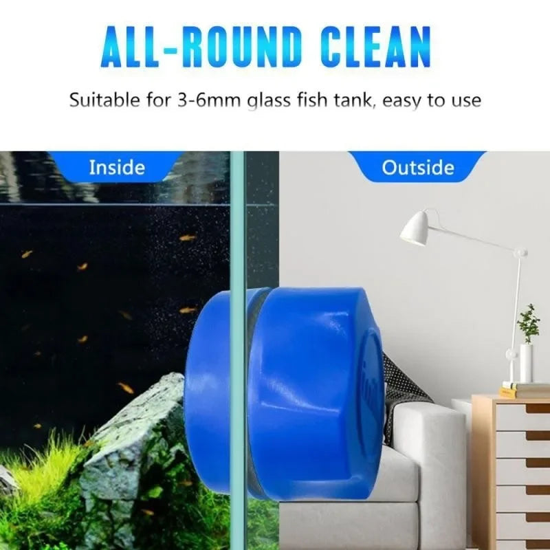 Aquarium Double-sided Cleaning Brush Fish Tank Magnetic Glass Cleaner Brushes Remove Moss Brushes