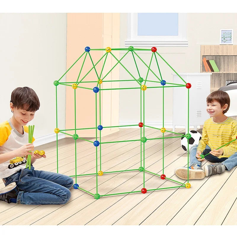 Kids Creative Fort Building Blocks Indoor Tent Brick Kit DIY Educational Building Castle Assembled Toys Ball Games Toy Gift