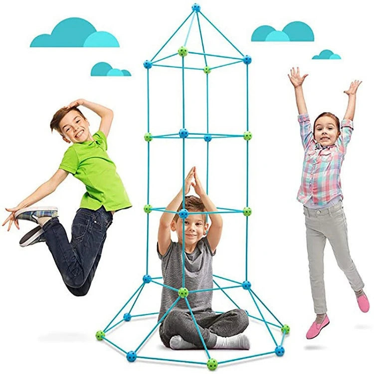 Kids Creative Fort Building Blocks Indoor Tent Brick Kit DIY Educational Building Castle Assembled Toys Ball Games Toy Gift