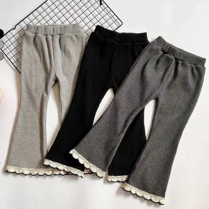 Girls Pants Long Trousers Cotton 2024 Gray Spring Autumn Teenagers Baby's Kids Pants Outdoor Teenagers Children's Clothing